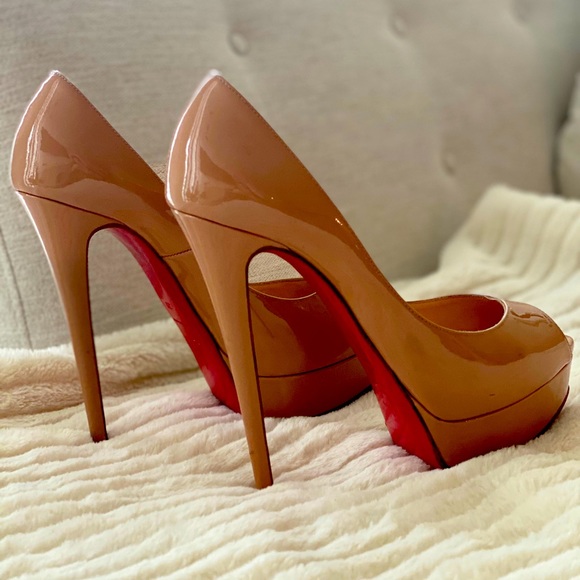 Christian Louboutin Womens Nude Lady Peep 150 - Picture 5 of 5